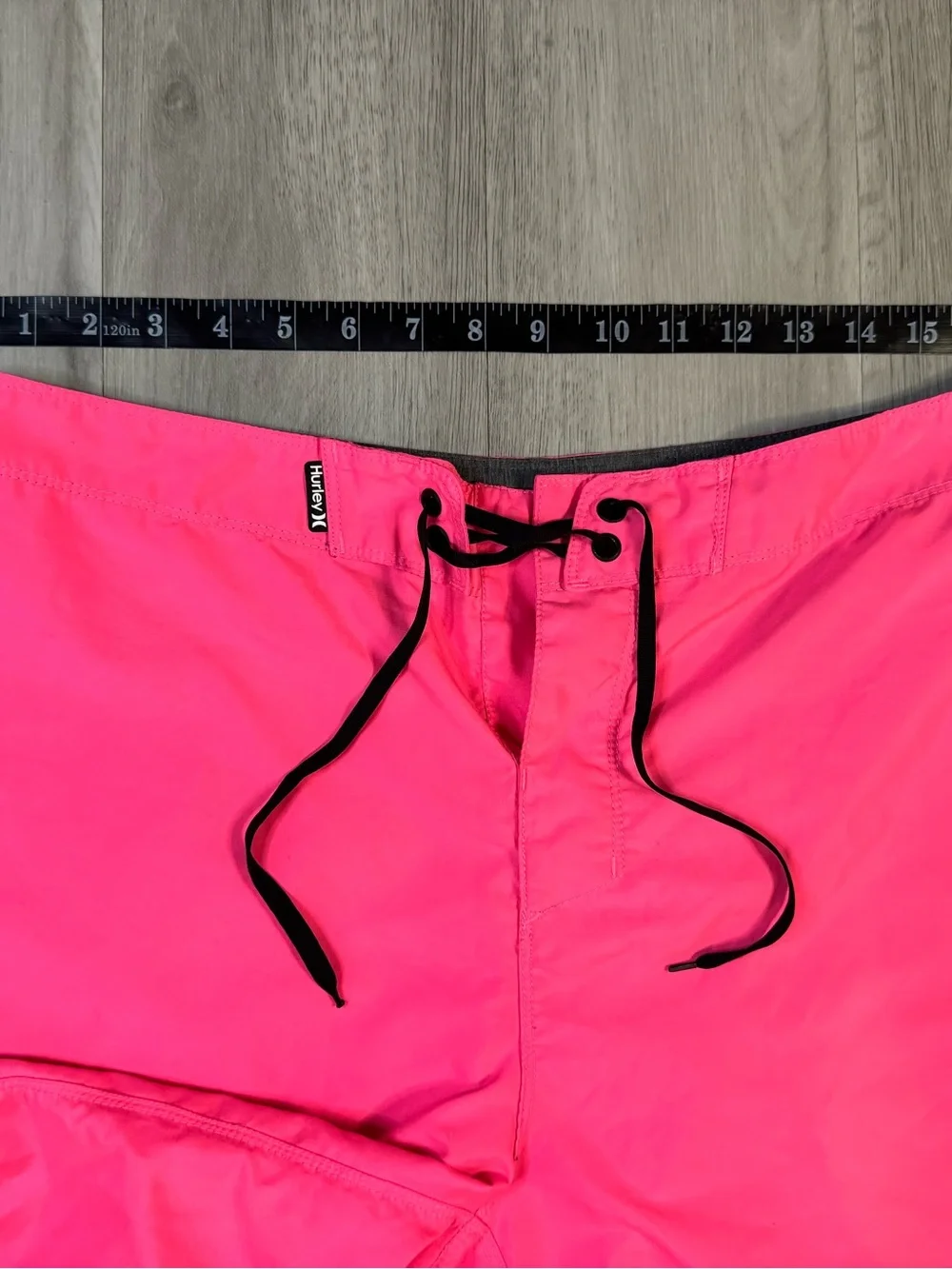 Hurley Men's Pink Board swim Shorts Size 32 Solid Logo Drawstring Back Pocket